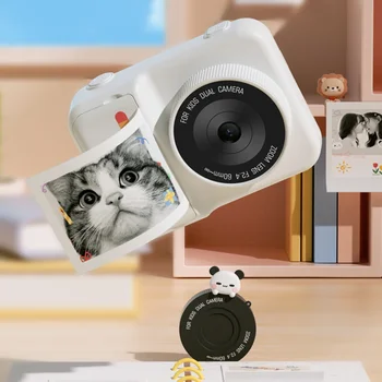 Детская камера мгновенной печати, мини-цифровая камера с 3,0-дюймовым экраном и двойным объективом 48 Мп HD, термофотобумага, подарок ребенку на день рождения