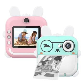 Камера для термопечати Детская камера для мгновенной печати фотографий HD 1080P 8MP с 2 рулонами термобумаги, мультяшные игрушки для девочек и мальчиков в возрасте от 3 лет