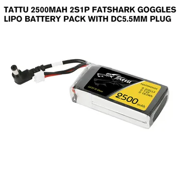Аккумуляторная Батарея Tattu 2500mAh 2S1P Fatshark Goggles Lipo с Разъемом DC5.5mm