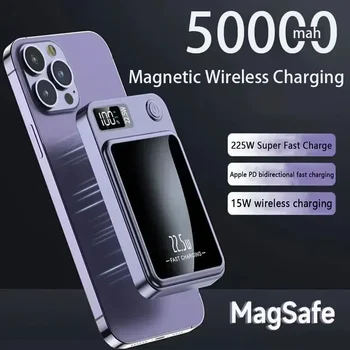 Портативное беспроводное зарядное устройство Macsafe magnetic charging bank с внешним вспомогательным аккумулятором емкостью 50000 мАч и диапазоном действия телефона