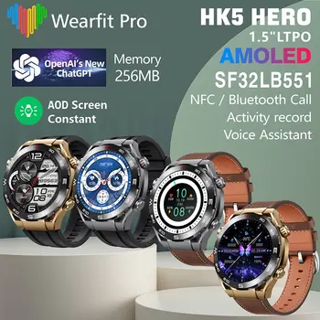  ChatGP AMOLED HK5 HERO Смарт-часы Компас NFC BT Вызов GPS Трекер T 1.5 