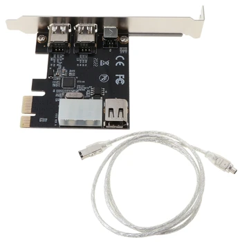 PCI-E 1X IEEE 1394A 4-Портовый (3 + 1) Адаптер Карты Firewire Pcie 1394A Конвертер С 6-Контактным Кабелем в 4-Контактный 1394 Кабель Для Настольных ПК