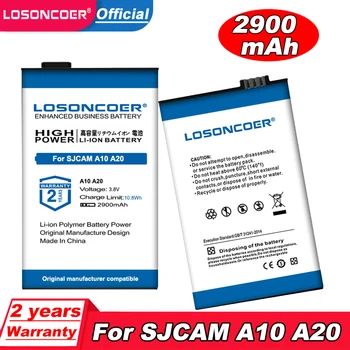 Аккумулятор LOSONCOER емкостью 2900 мАч для SJCAM A10 A20 Action Battery