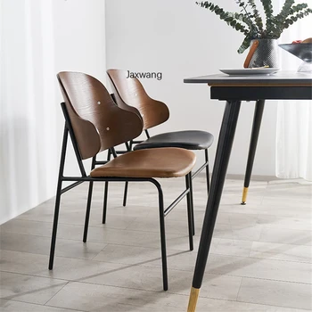 Скандинавские кожаные обеденные стулья, деревянный стул, домашняя спинка, стул для отдыха, обеденные стулья, современные кухонные стулья, стул из рога, кресло U