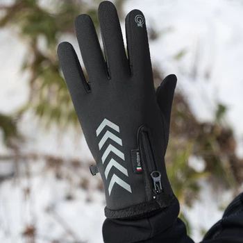 Лыжные перчатки унисекс с подогревом, водонепроницаемые лыжные перчатки на молнии, перезаряжаемые Плюшевые велосипедные перчатки, перчатки с USB-подогревом, активный отдых