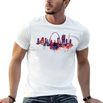 Новая футболка St Louis Skyline, корейская модная эстетическая одежда, футболки оверсайз, черные футболки, простые белые футболки для мужчин