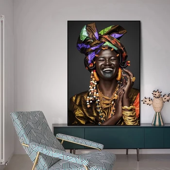 Плакат с африканской художественной печатью в этническом стиле, чернокожие женщины, картина на холсте, домашний декор для зала, картина