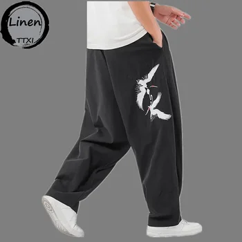 M-5XL Плюс размер 2021 Брендовые мужские брюки в стиле хип-хоп, шаровары, широкие брюки, мужские спортивные штаны с китайской птицей Тайчи, спортивные штаны
