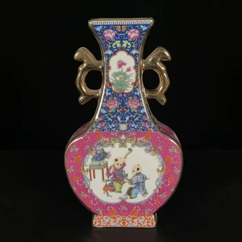 Императорская эмалированная амфора Юнчжэн плоская ваза коллекция старинного фарфора
