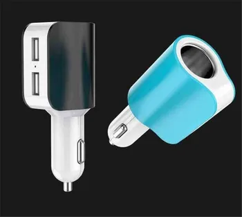 100шт 3 в 1 Двойной с 2 портами USB прикуриватель Автомобильное зарядное устройство адаптер для iphone Мобильные телефоны ПК Динамики Bluetooth