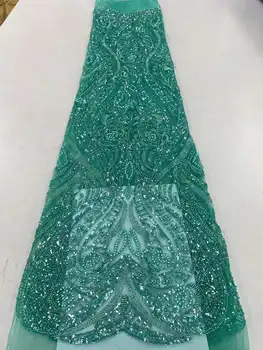 Африканские кружевные ткани с пайетками, вышитые бисером 2023, высококачественная последовательная вышивка, Французская Нигерийская кружевная ткань для свадебного шитья