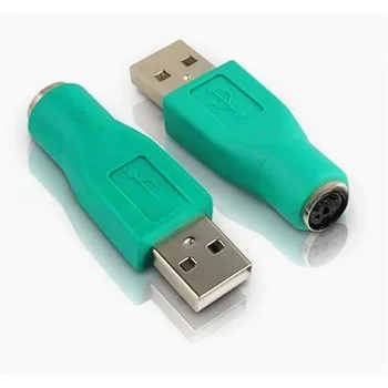Зеленый адаптер USB для PS2, одна сумка, одна упаковка, USB-штекер к 6-контактной розетке для адаптера клавиатуры и мыши, USB-разъемы
