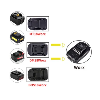Адаптер для литий-ионного аккумулятора Makita/Bosch/Dewalt/Milwaukee M 18 18V к 4-контактному аккумуляторному инструменту Worx Использует MT18WORX