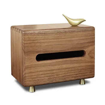 Коробка для салфеток из черного ореха, легкое украшение Роскошного обеденного стола в гостиной, креативная квадратная коробка для бумаги в стиле ретро