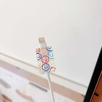 Забавный Милый Смайлик Прозрачный USB-кабель для зарядки Iphone Bites Линия передачи данных Шнур Веревка Для Намотки наушников Аксессуары