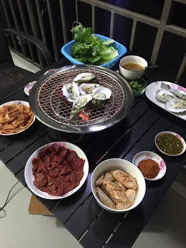 Корейская печь на угле, плита для барбекю, Коммерческий Гриль на угле, Круглый Бытовой Гриль для барбекю на открытом воздухе, Горшочек для жареного мяса, барбекю