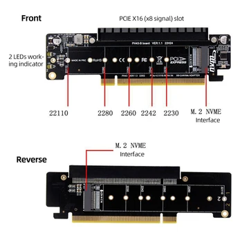 Адаптер PCIe X16-X8 + X4 + X4 Splitter Card PCIE4.0 M.2 Адаптер PCIE M.2 Входные порты NVMEx2 Поддерживают SSD 2280/2260/2242/2230