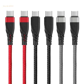 Зарядный кабель мощностью 60 Вт от USB C до Type C для передачи данных, кабель для зарядки в нейлоновой оплетке, прямая поставка