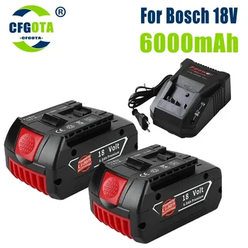 Оригинальный аккумулятор 18V 6000mAh для Bosch 18V 6.0Ah Резервный аккумулятор Портативная замена BAT609 Световой индикатор + зарядное устройство 3A