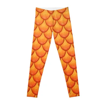 Рыбья чешуя - леггинсы оранжевой версии, спортивные штаны для женского спортзала, женские леггинсы