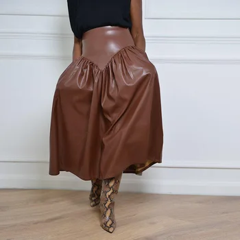 Кожаная юбка EWSFV 2022 с карманом для денег нерегулярной формы для сексуальной евроамериканской облегающей юбки