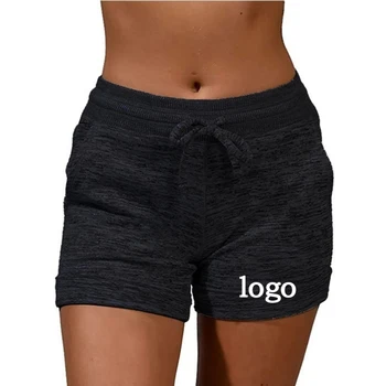 Летние женские шорты с принтом, эластичные повседневные спортивные штаны для фитнеса, Быстросохнущие, дышащие, с пользовательским логотипом, Женские спортивные брюки большого размера