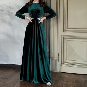 Элегантные вечерние платья для женщин 2024, женское винтажное платье в дворцовом стиле, женское шикарное Красивое макси-платье, женственные зеленые наряды