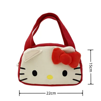 Милый холщовый кошелек Hello Kitty, новая сумка для хранения с объемным бантом, большая вместительная сумка для хранения для девочек, соответствующая модному тренду сумочка