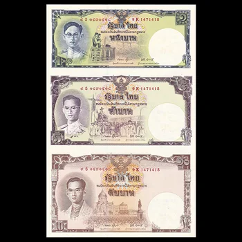 Таиланд Неразрезанные банкноты 3 шт в 1 листе Настоящие оригинальные банкноты Из коллекции невалют мира Подарок-сувенир на 80-летие