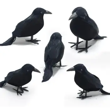 Маленькая имитация поддельной птицы, реалистичная модель черной вороны на Хэллоуин, украшение дома, страшные игрушки для животных, привлекающие внимание, легкие