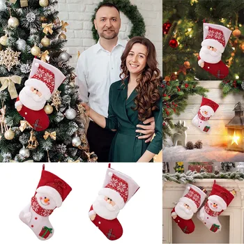 Большие чулки, носки с конфетами, рождественские украшения для домашнего праздника, украшения для рождественской вечеринки, гирлянда из искусственных ягод Падуба