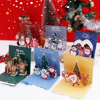 Подарочная Карта Merry Christmas 3d Всплывающие Рождественские Поздравительные Открытки Для Зимних Праздников Новогодняя Благословляющая Открытка С Конвертом 엽서