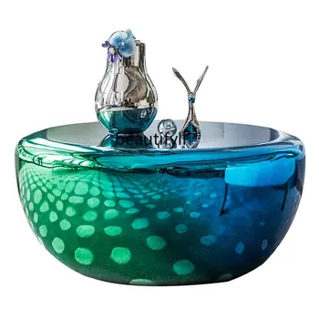 Современный чайный столик с гальваническим покрытием градиентного цвета, круглый приставной столик из стеклопластика, Легкая Роскошная Художественная мебель