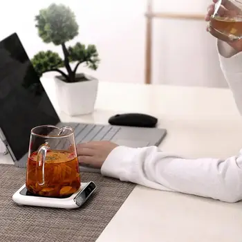 Подогреватель чашек для домашнего офиса, стеклянный постоянный электрический нагреватель, кофейная чашка, кружка, USB-изоляция, термостат 55 ° C, подставка для чая, молока