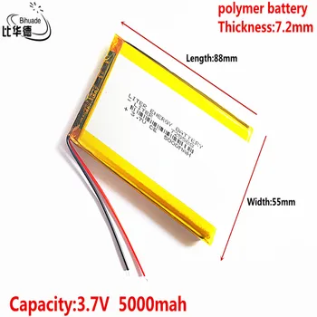 Литровая энергетическая батарея хорошего качества 3,7 В, 5000 мАч 725588 Полимерный литий-ионный аккумулятор для планшетных ПК, GPS, mp3, mp4