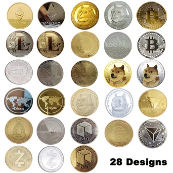 28 Дизайнов Позолоченных Посеребренных Криптомонет Bitcoin/Ethereum/Litecoin/ Dash/ Ripple /Monero/EOS Металлические Физические Монеты Бесплатная Доставка