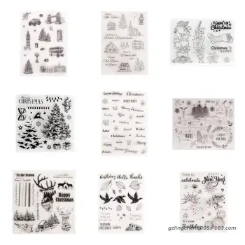 Рождественская серия Прозрачных силиконовых штампов, Принадлежности для изготовления Рождественских открыток своими руками, P8DE