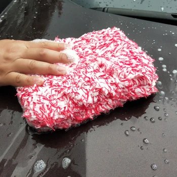 Впитывающая длинная плюшевая губка для мытья автомобиля, полотенце из ультратонкого волокна, губка для автомобиля из кораллового бархата, косметические средства для автомобиля