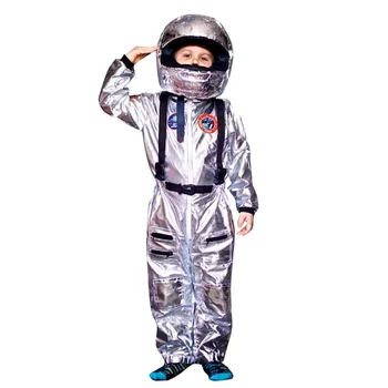 Серебристый комбинезон Космонавта, костюм астронавта для мальчиков, детский костюм для косплея на Хэллоуин, Детский пилот, Карнавальная вечеринка, Маскарадный костюм