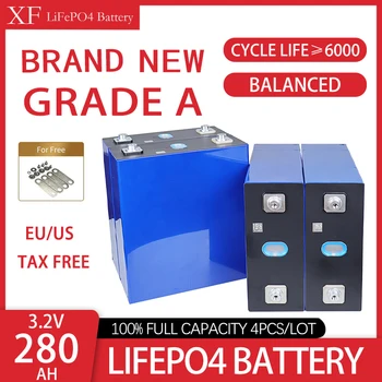 Новый 3,2 В 280AH LiFePO4 Упаковывает Аккумуляторную Батарею Литий Железо Фосфат 6000 Циклов Солнечной Энергии Power Bank ЕС США БЕЗ НАЛОГОВ