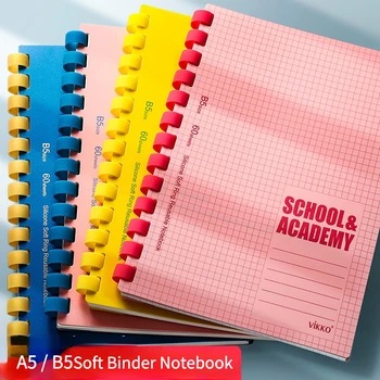 Блокнот В5 / А5 с мягкой переплетной лентой Macaron, удобная красочная линейная сетка, 60 страниц, блокноты для студентов, канцелярские принадлежности.