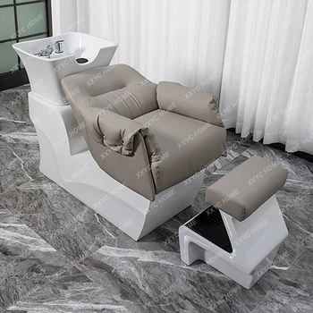 Наполовину лежащее кресло для мытья волос, Специально предназначенное для сидения, Высококачественная керамическая глубокая раковина, кровать для смыва в парикмахерской