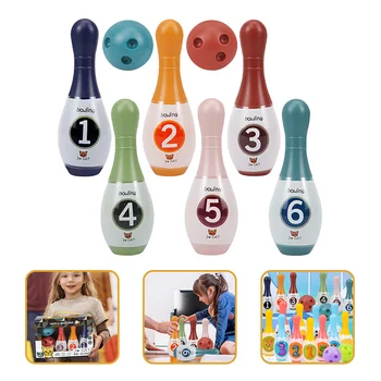 1 Комплект игрушек для боулинга для малышей, детские цветные кегли, шары для боулинга, игрушки для игр в помещении