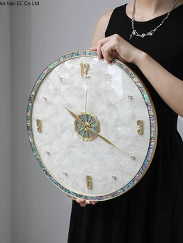35-45 см Французские легкие роскошные латунные часы в виде ракушки, настенные Бесшумные настенные часы в гостиной и столовой, настенные часы для домашнего декора