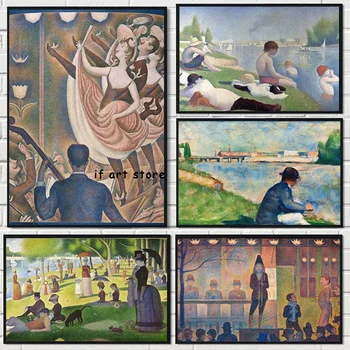 Жорж Сера, известный художник, художественные плакаты, плакат воскресного дня, картина на холсте, настенная картина для декора комнаты