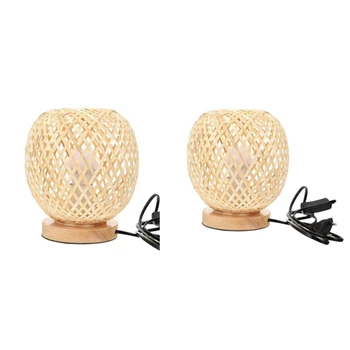 Бамбуковая настольная лампа из ротанга в японском стиле, прикроватная лампа, настольная лампа для спальни, украшение своими руками