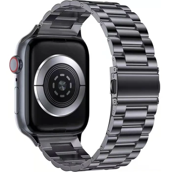 Ремешок из нержавеющей стали для Apple Watch 7 6 5 4 3 2 SE Ремешок 38 мм 40 мм 44 мм 42 мм Черный Серебристый Металлический ремень для серии Iwatch