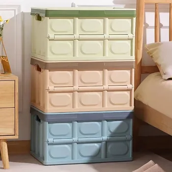 Складной ящик для хранения, пластиковые ящики для хранения на открытом воздухе, для кемпинга, шкаф для игрушек, Штабелируемый ящик для хранения мелочей, домашняя спальня, экономия места