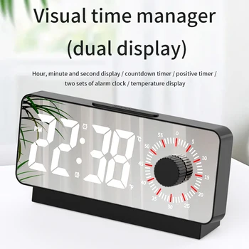 Цифровой будильник с видимым таймером, ручкой температуры и даты, обратным отсчетом, настольные часы с двойным будильником для декора прикроватной тумбочки