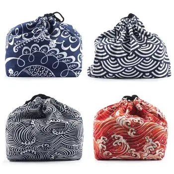 Сумка для ланча в японском стиле, сумка для ланча на шнурке, сумка для Бенто, Переносная Детская коробка для хранения, дорожная сумка для хранения посуды